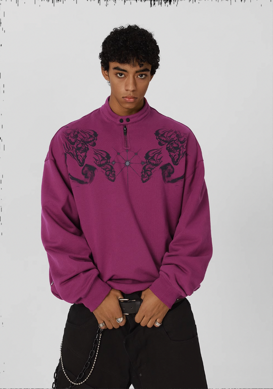 JHYQ Screen Printed Half Zip Sweatshirt