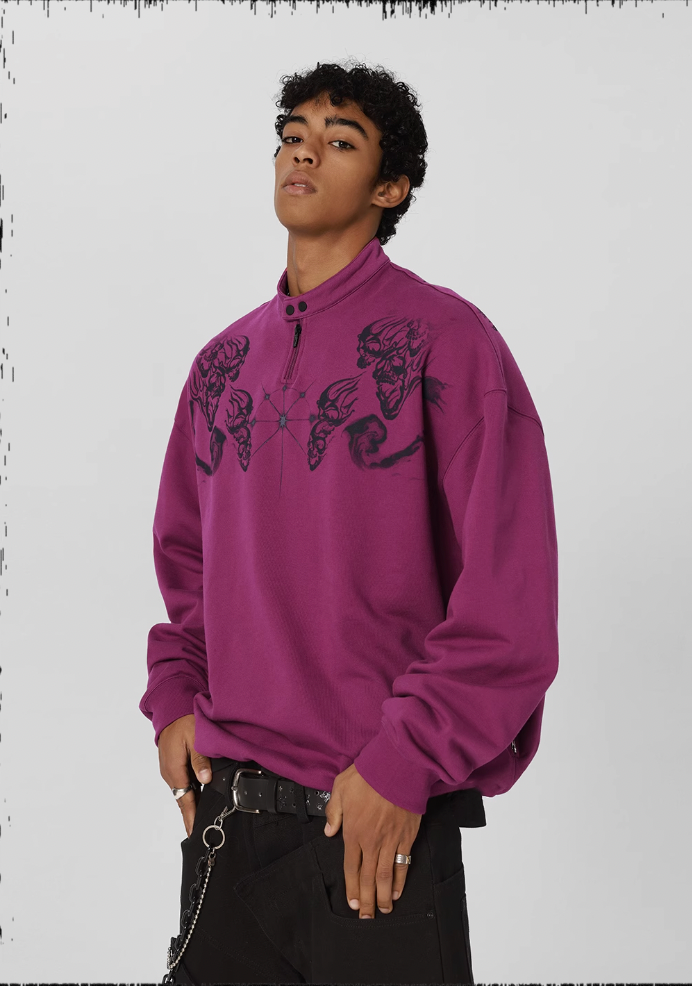 JHYQ Screen Printed Half Zip Sweatshirt