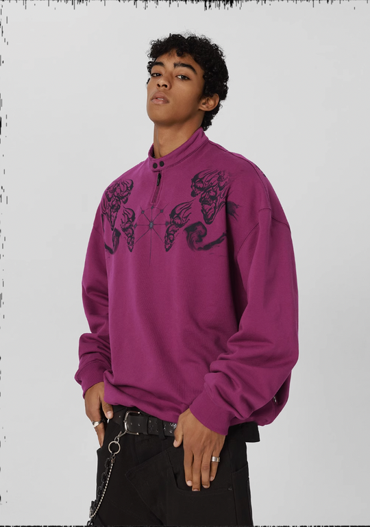 JHYQ Screen Printed Half Zip Sweatshirt