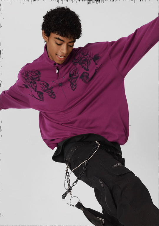 JHYQ Screen Printed Half Zip Sweatshirt