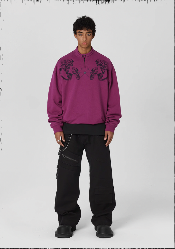 JHYQ Screen Printed Half Zip Sweatshirt