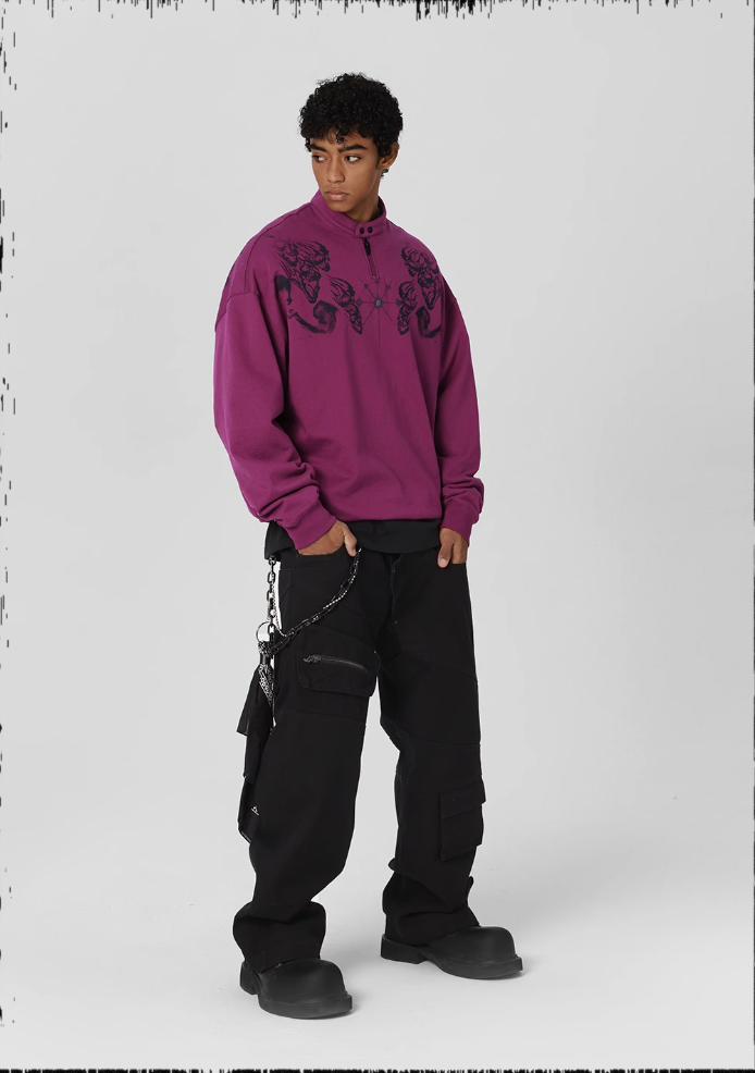 JHYQ Screen Printed Half Zip Sweatshirt