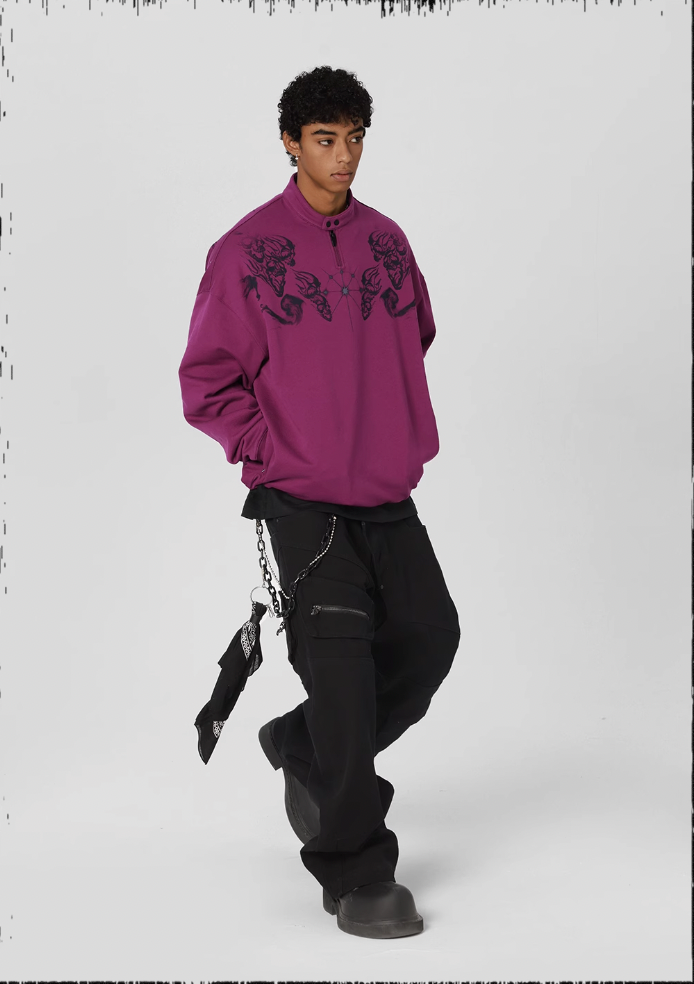 JHYQ Screen Printed Half Zip Sweatshirt