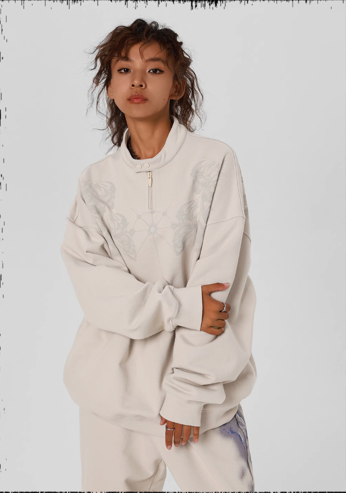 JHYQ Screen Printed Half Zip Sweatshirt