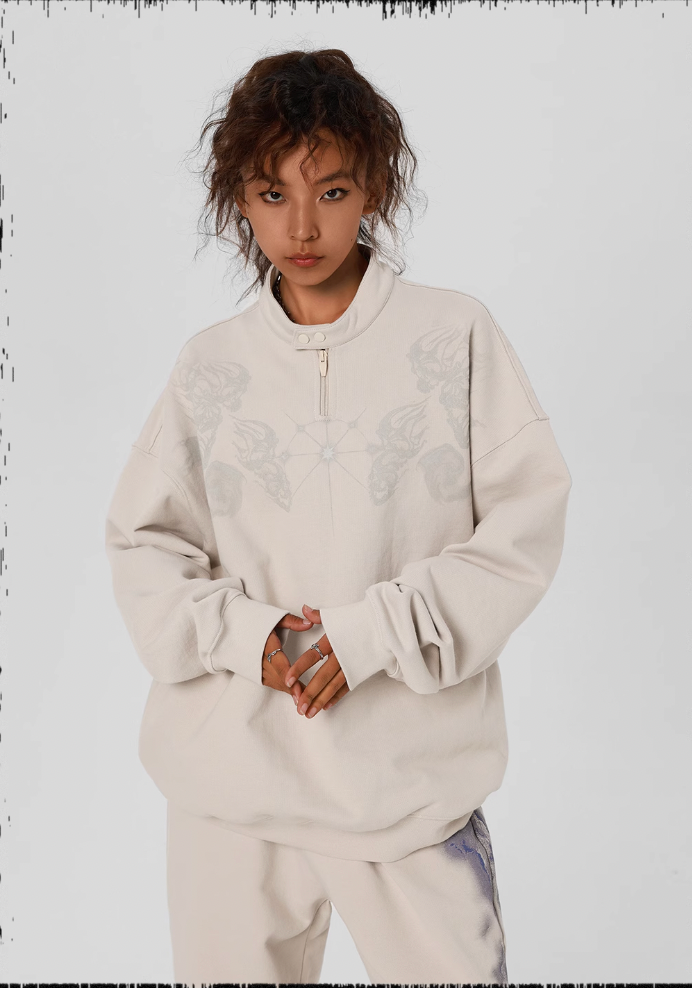 JHYQ Screen Printed Half Zip Sweatshirt