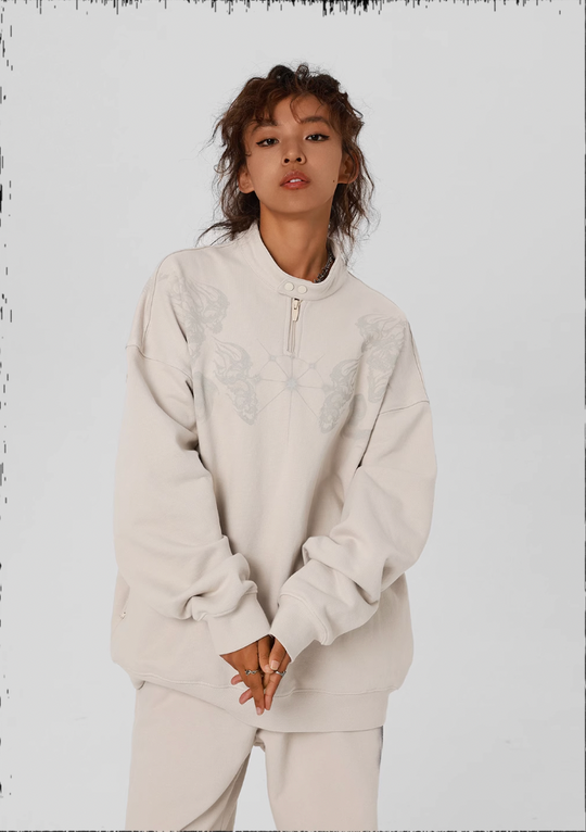JHYQ Screen Printed Half Zip Sweatshirt