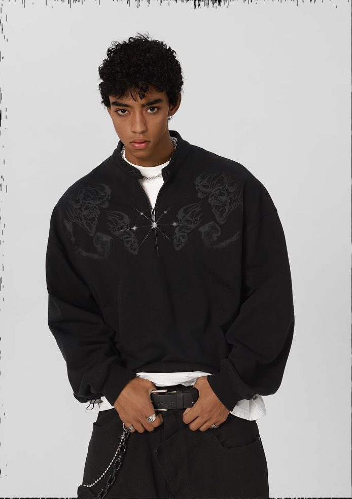 JHYQ Screen Printed Half Zip Sweatshirt