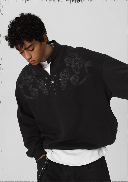 JHYQ Screen Printed Half Zip Sweatshirt