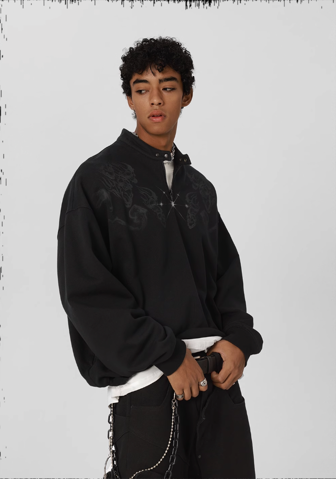 JHYQ Screen Printed Half Zip Sweatshirt