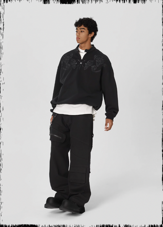 JHYQ Screen Printed Half Zip Sweatshirt