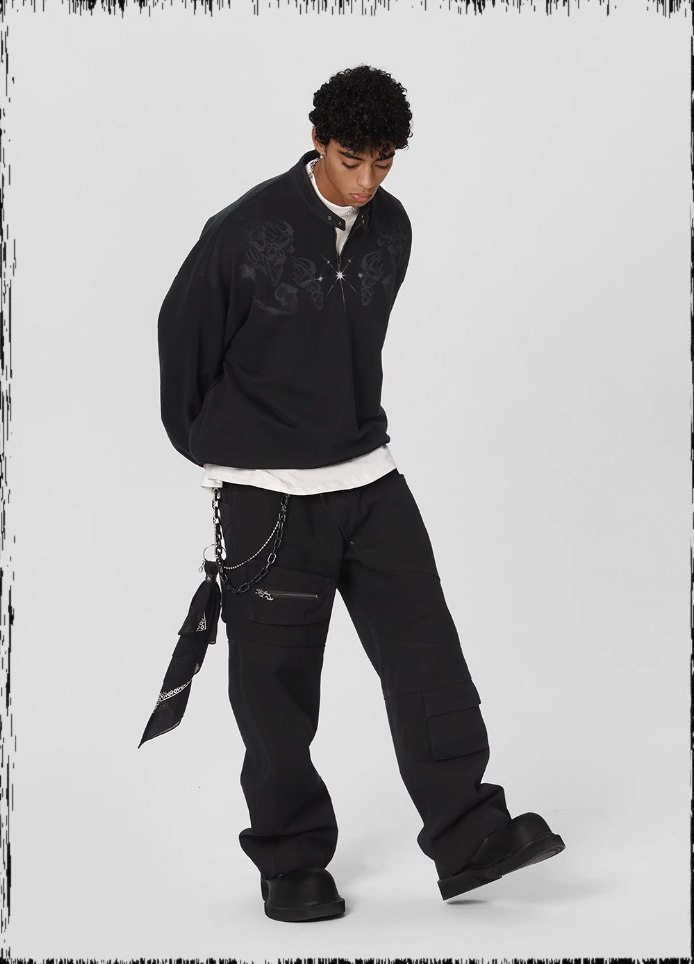 JHYQ Screen Printed Half Zip Sweatshirt