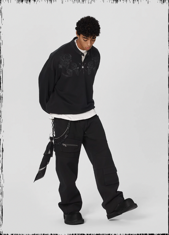 JHYQ Screen Printed Half Zip Sweatshirt