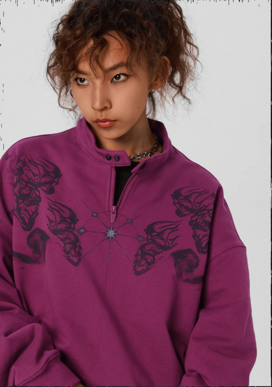 JHYQ Screen Printed Half Zip Sweatshirt