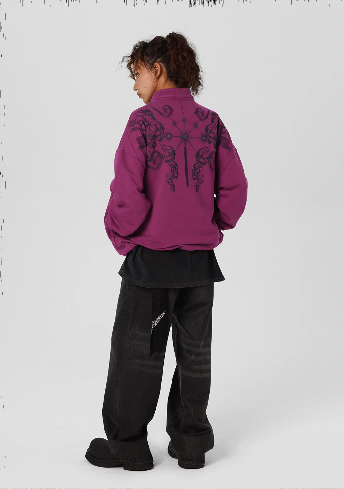 JHYQ Screen Printed Half Zip Sweatshirt