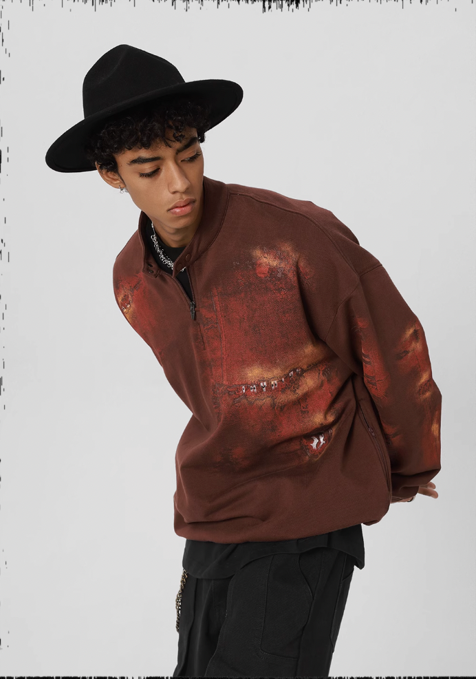 JHYQ Scrap Tech Printed Half Zip Sweatshirt