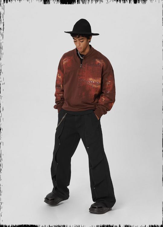 JHYQ Scrap Tech Printed Half Zip Sweatshirt