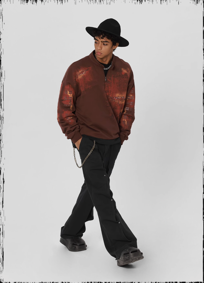 JHYQ Scrap Tech Printed Half Zip Sweatshirt