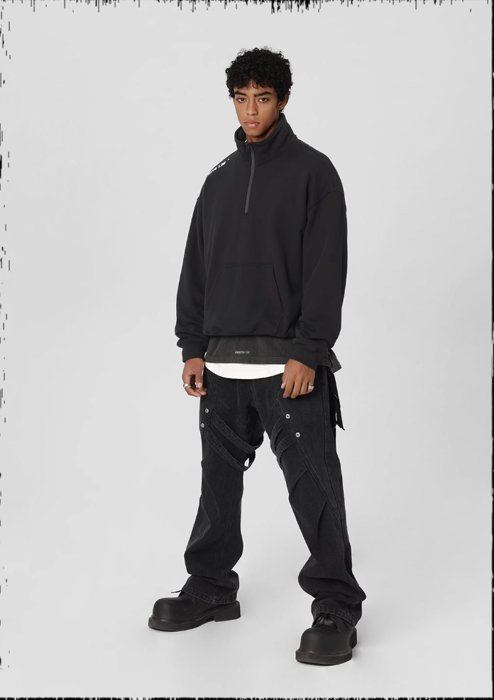 JHYQ 3D Embroidery Half Zip Sweatshirt