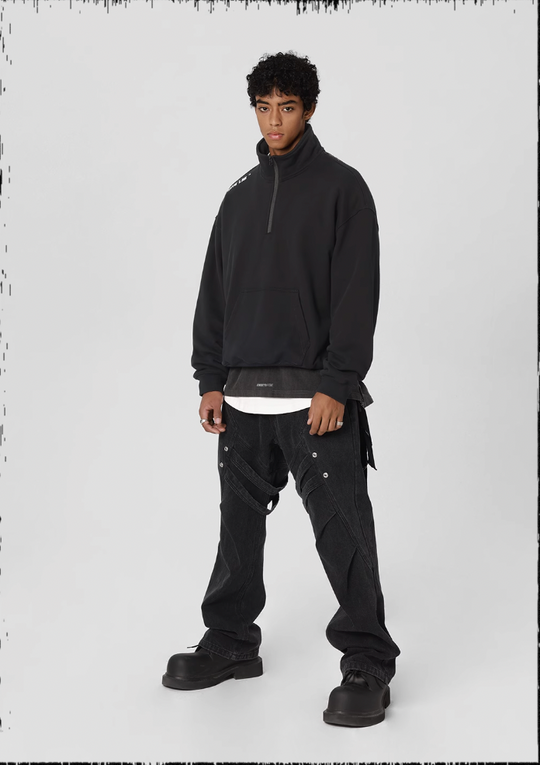 JHYQ 3D Embroidery Half Zip Sweatshirt