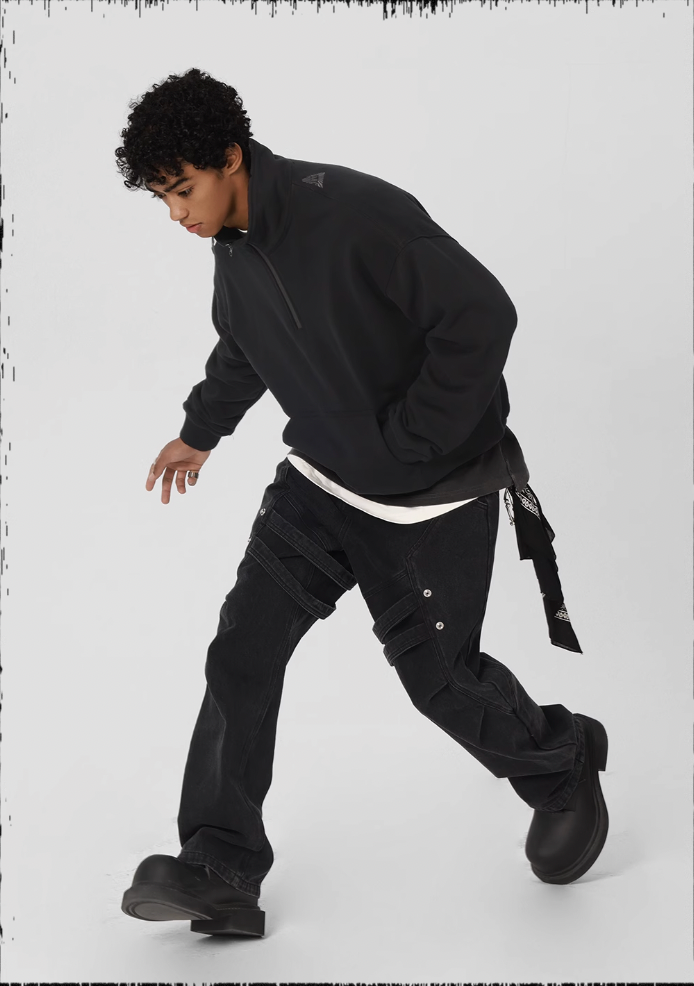 JHYQ 3D Embroidery Half Zip Sweatshirt