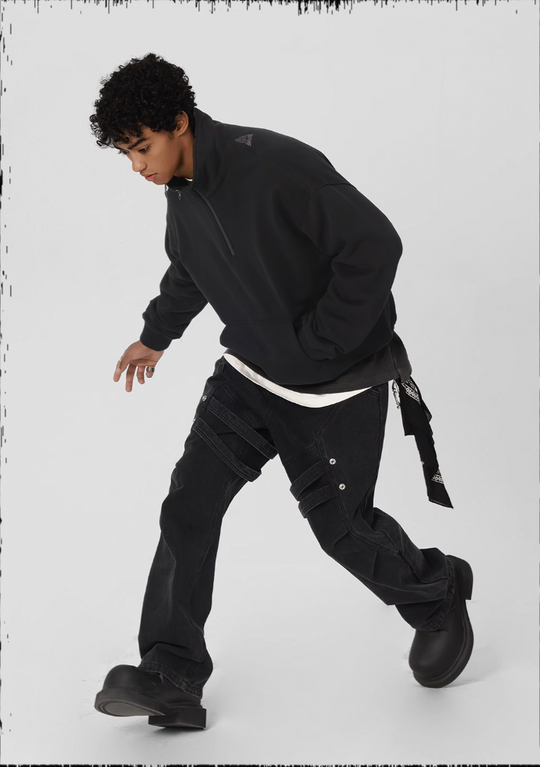 JHYQ 3D Embroidery Half Zip Sweatshirt