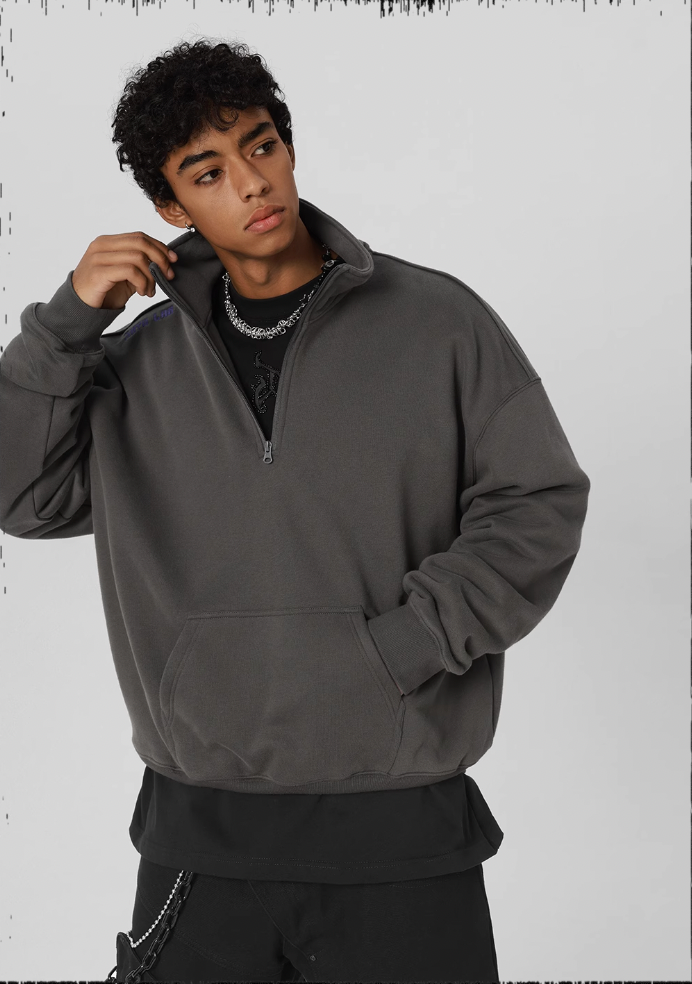 JHYQ 3D Embroidery Half Zip Sweatshirt