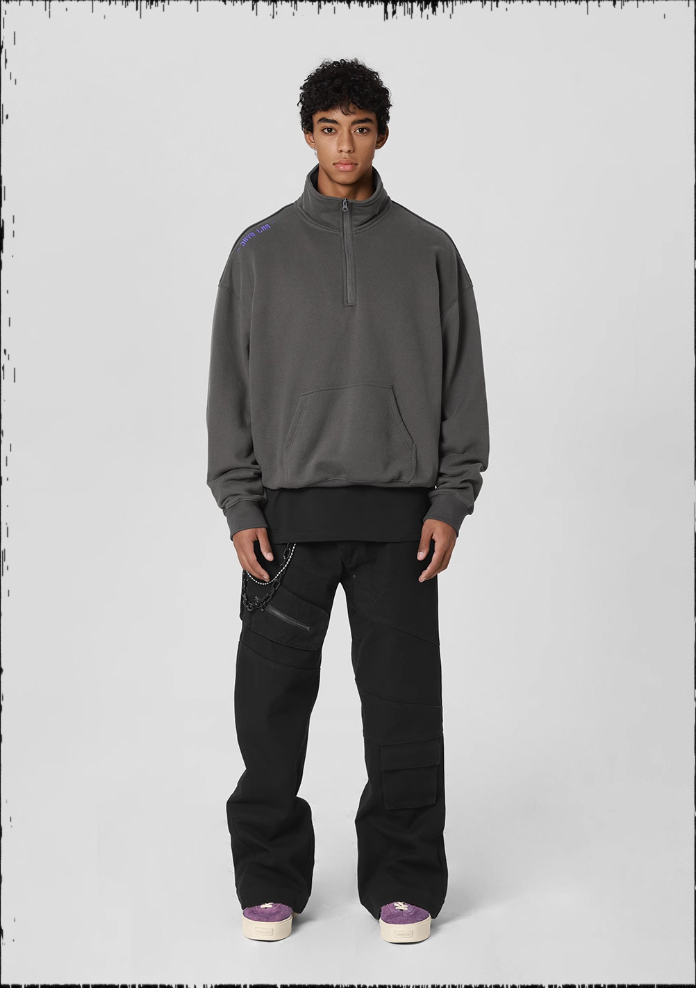 JHYQ 3D Embroidery Half Zip Sweatshirt