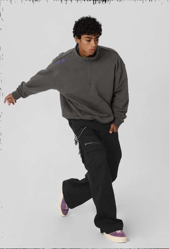 JHYQ 3D Embroidery Half Zip Sweatshirt