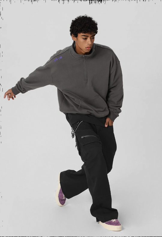 JHYQ 3D Embroidery Half Zip Sweatshirt