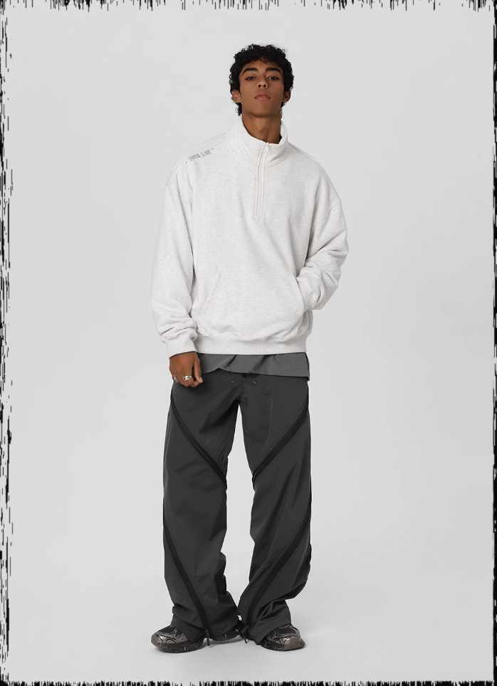 JHYQ 3D Embroidery Half Zip Sweatshirt