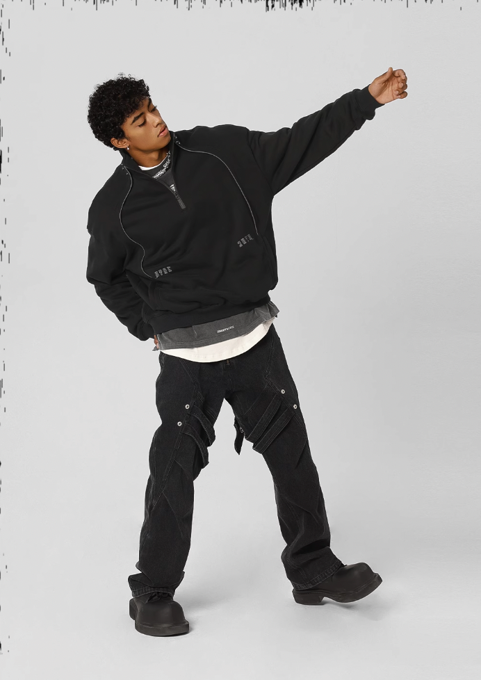 JHYQ 3D Arc Half Zip Sweatshirt