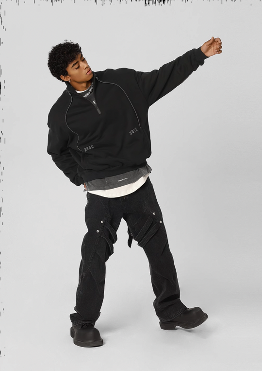 JHYQ 3D Arc Half Zip Sweatshirt