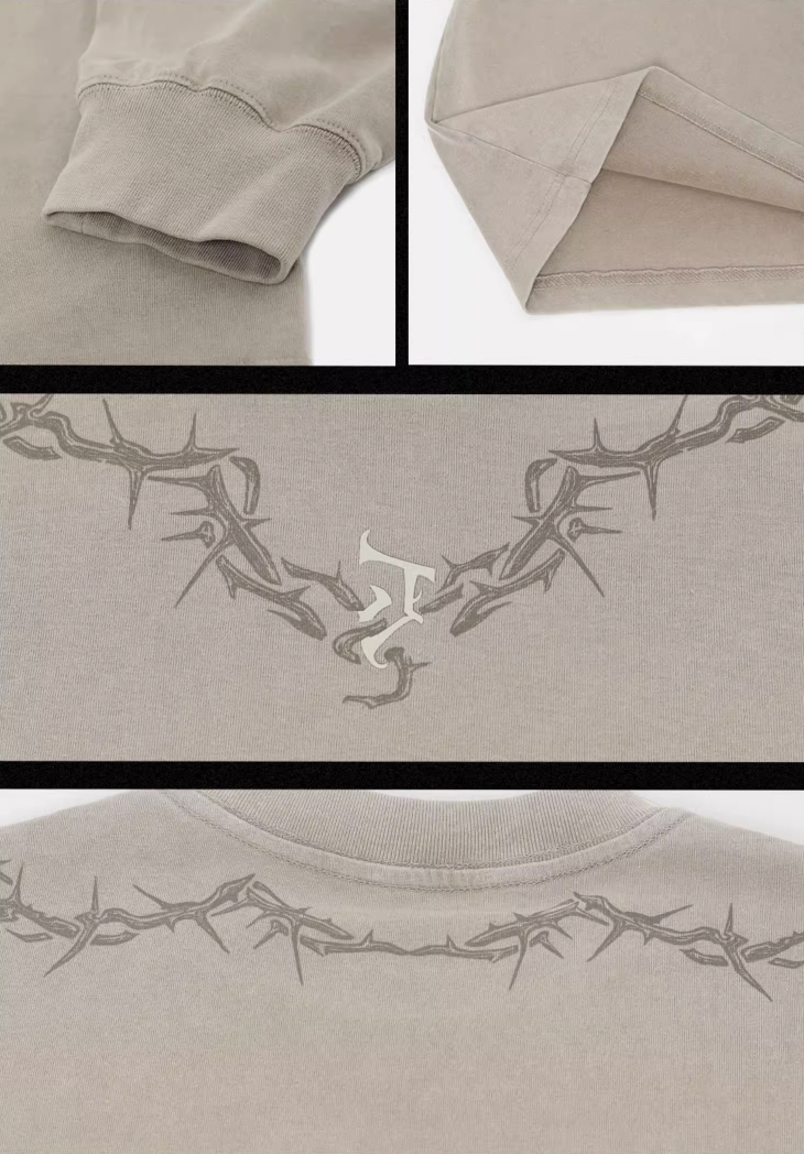 JHYQ Logo Printing Washed Long Sleeved Tee