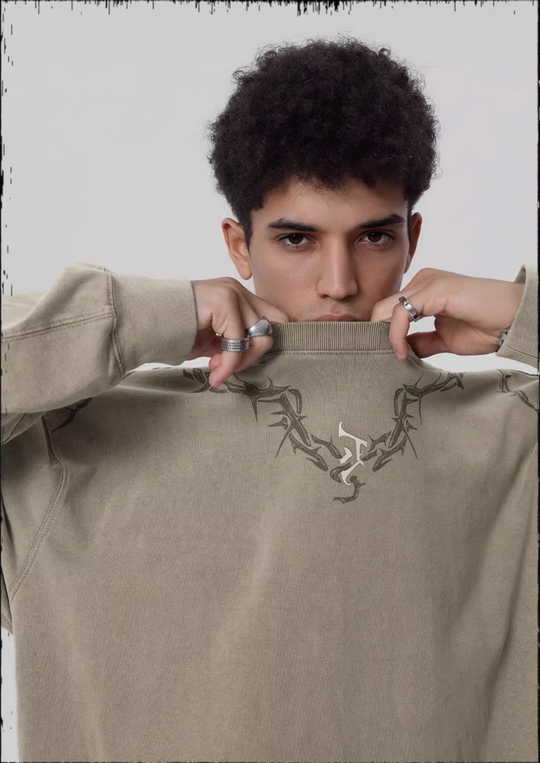 JHYQ Logo Printing Washed Long Sleeved Tee