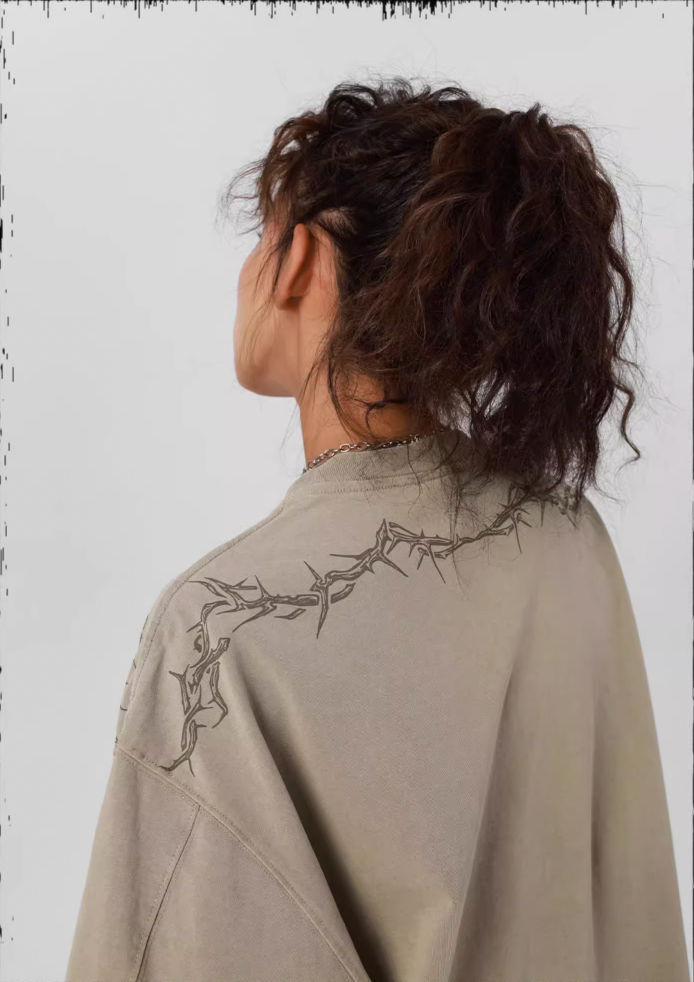 JHYQ Logo Printing Washed Long Sleeved Tee