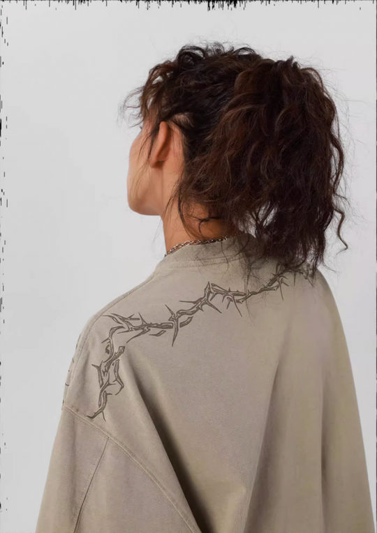 JHYQ Logo Printing Washed Long Sleeved Tee