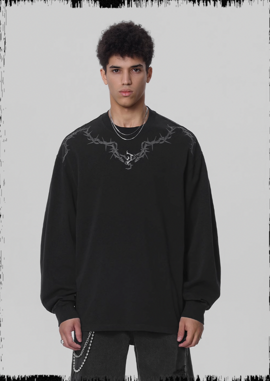 JHYQ Logo Printing Washed Long Sleeved Tee