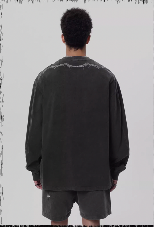 JHYQ Logo Printing Washed Long Sleeved Tee