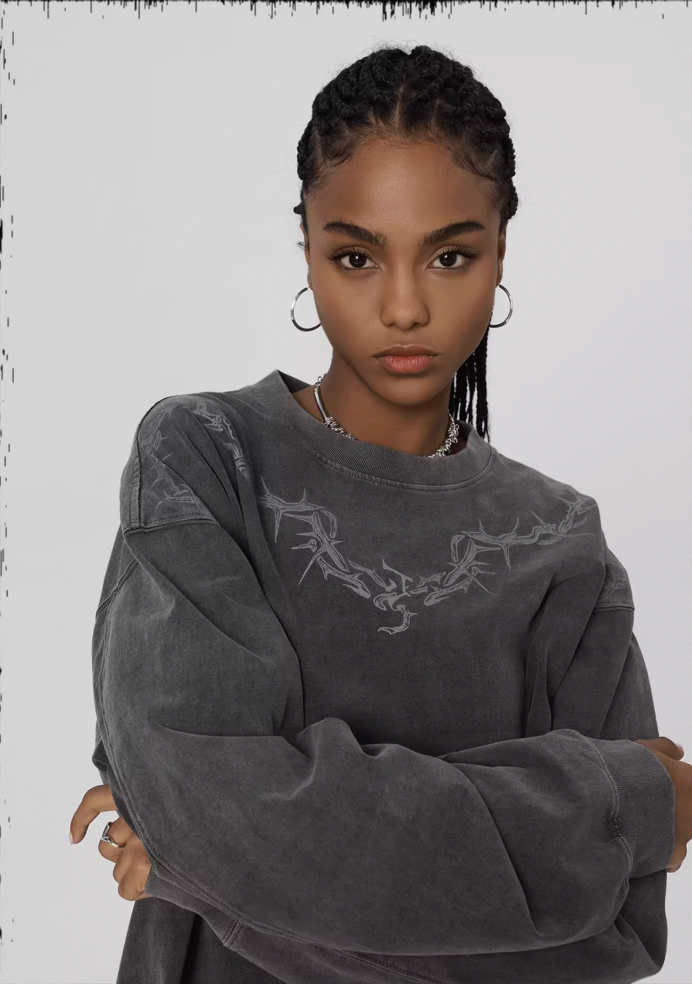 JHYQ Logo Printing Washed Long Sleeved Tee