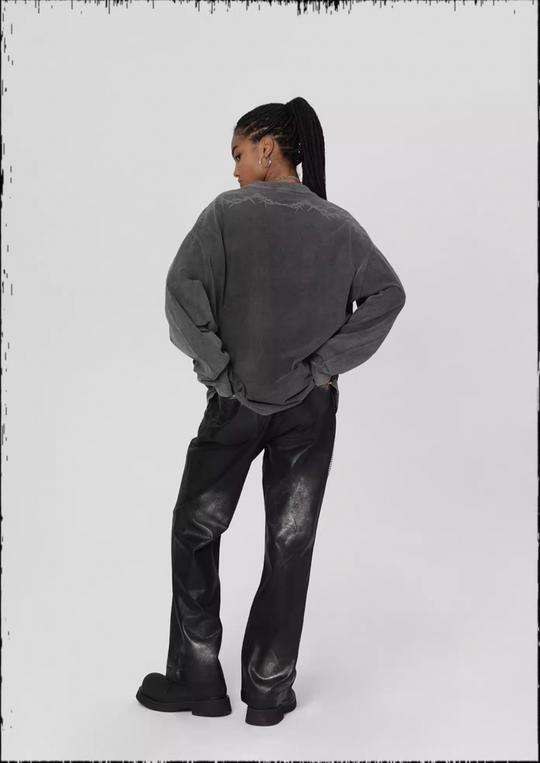 JHYQ Logo Printing Washed Long Sleeved Tee