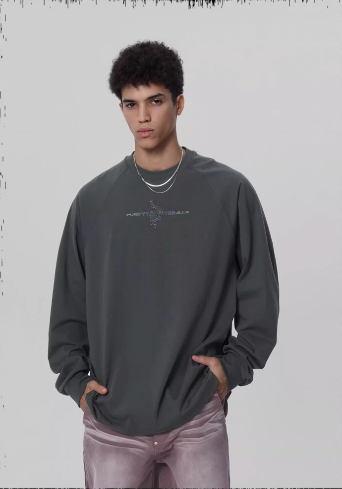 JHYQ Embroidered Beaded Logo Long Sleeved Tee