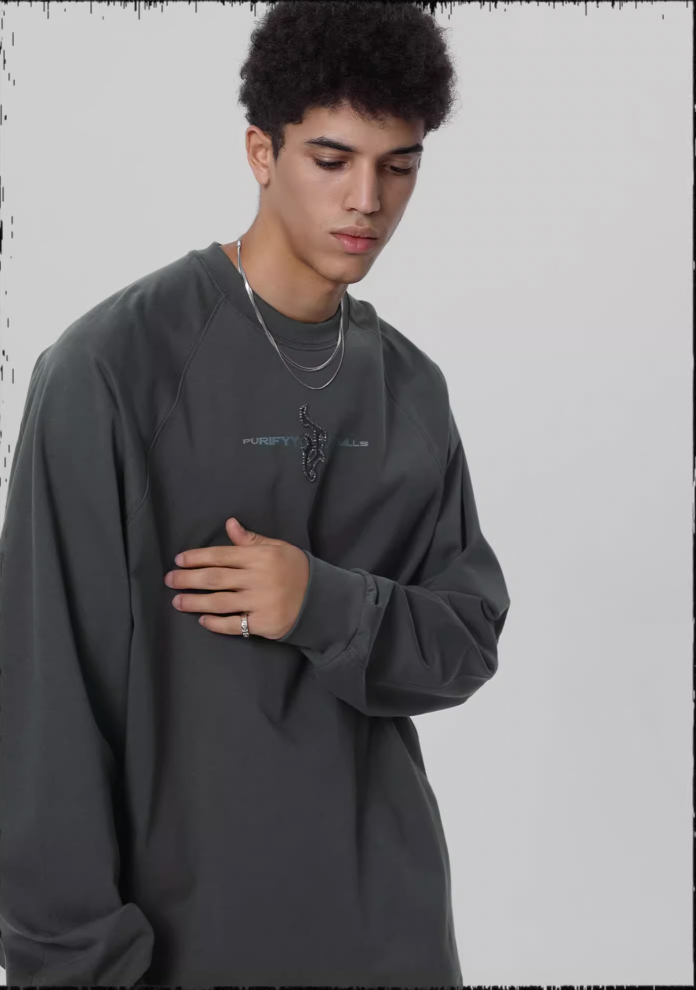 JHYQ Embroidered Beaded Logo Long Sleeved Tee