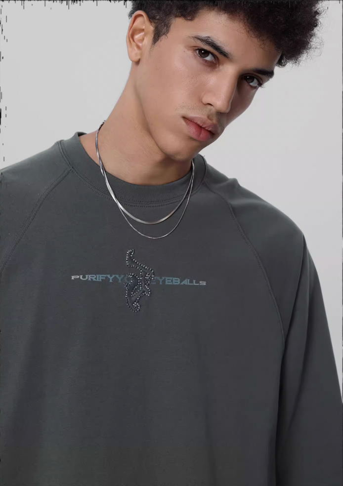 JHYQ Embroidered Beaded Logo Long Sleeved Tee