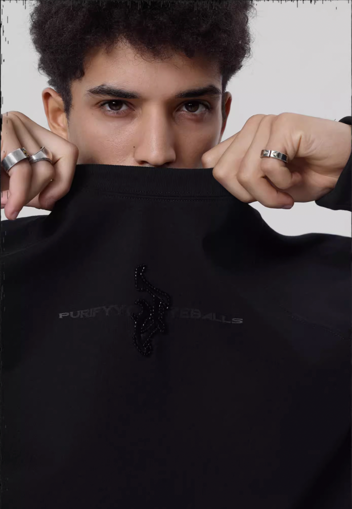 JHYQ Embroidered Beaded Logo Long Sleeved Tee