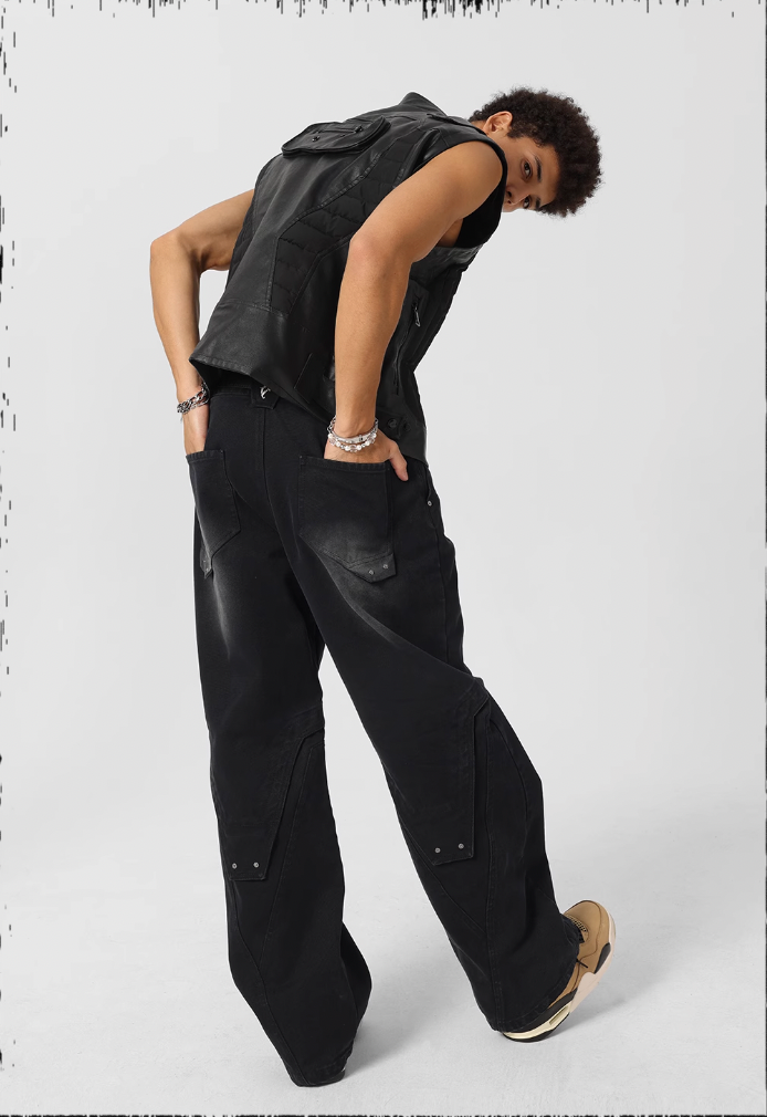 JHYQ Sand Washed Gradient Denim Jeans