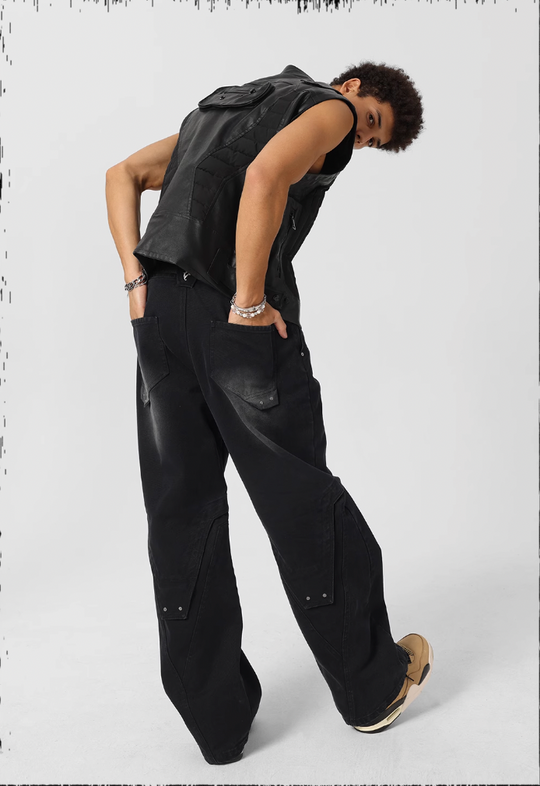 JHYQ Sand Washed Gradient Denim Jeans