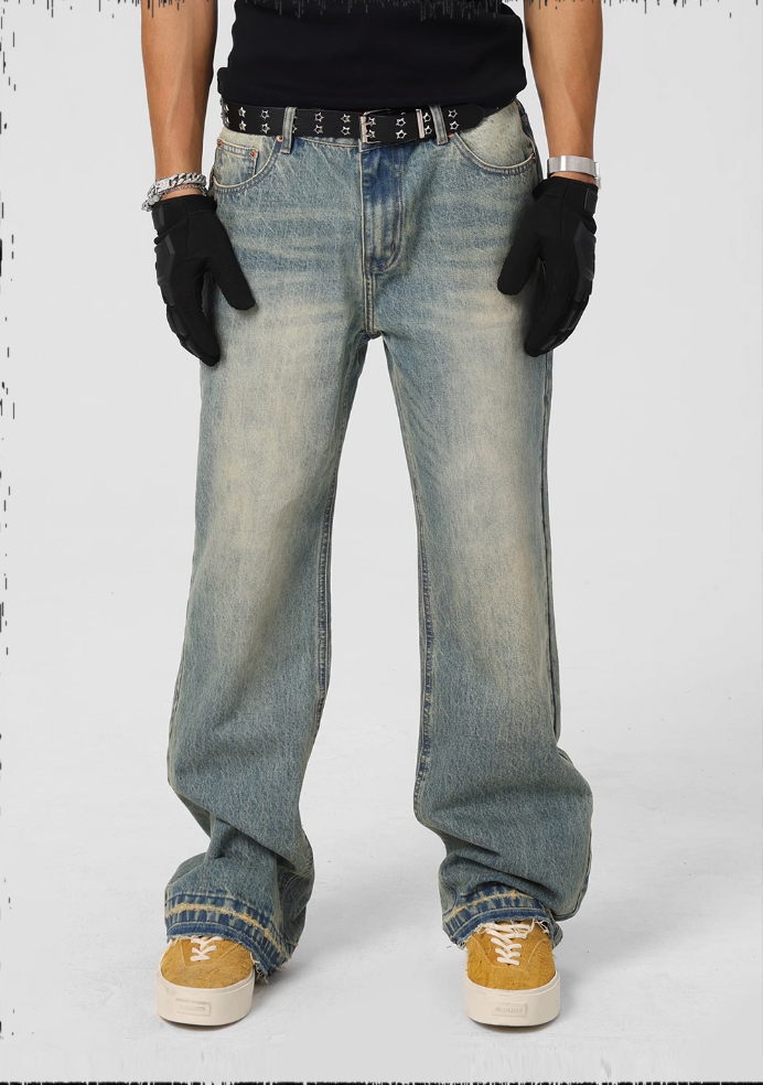 JHYQ Frayed Embroidery Crown Denim Jeans