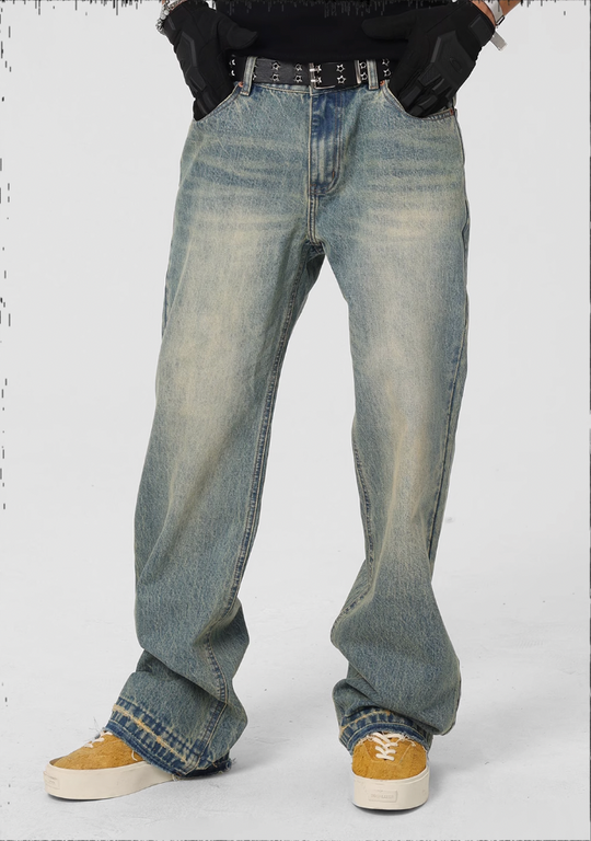 JHYQ Frayed Embroidery Crown Denim Jeans