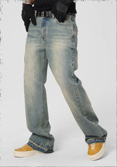 JHYQ Frayed Embroidery Crown Denim Jeans