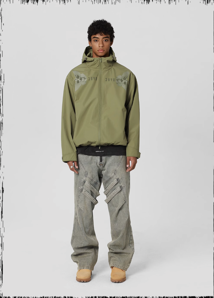 JHYQ Strap Pleats Work Denim Jeans